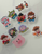 Toy Story/Western party supplies 6 inflatable stick horses, 7 red a 8 blue bandanas, frame ,pins