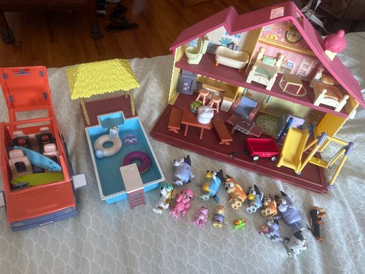 Bluey and friends House car pool and figurines and accessories