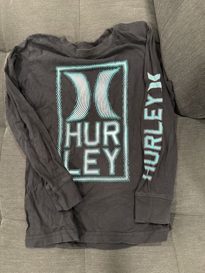 Hurley Black Hurley long sleeve with teal lettering 7-8