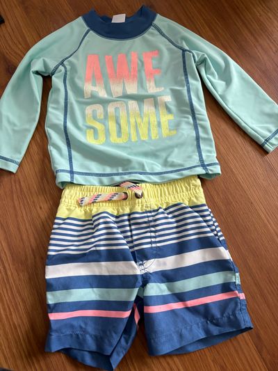 Carters Two pc bathing suit with rash guard 12 Months