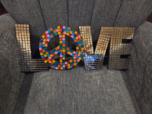 Brand New Love Mosaic Rainbow Wall Decor 50x19.5cm retails $22.99