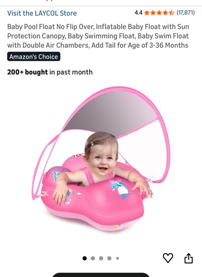 Laycol Pink baby swim float with canopy 0-3 Months