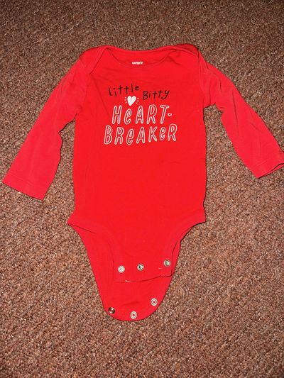 Carter's red little heartbreaker long sleeve onesie 9 Months