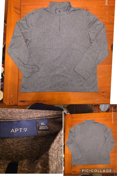 Apt 9 Heathered gray quarter-zip pullover, lightweight Men's - XL