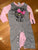 Harajuku Mini L/s pink and grey tiger one piece outfit 9 Months