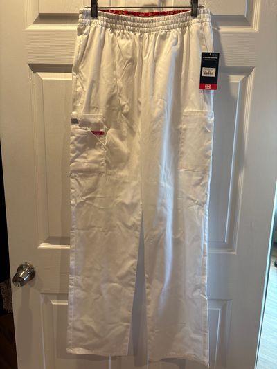 Dickies Medical BNWT white scrub pants with elastic waist size Large Tall Women's - L
