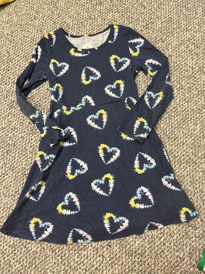 Wonder nation Navy blue long sleeve heart dress 7-8