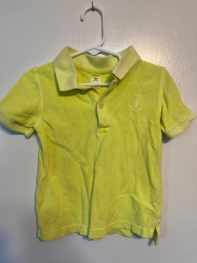 Carters Bright Yellow Shortsleeve Polo- Great for Crowd Visibility! 2T