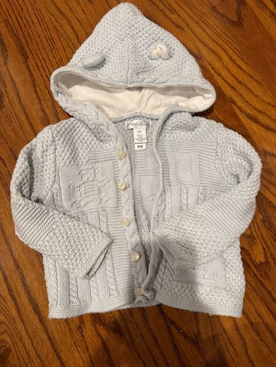 Polo Ralph Lauren Baby blue hooded knit cardigan 12 Months