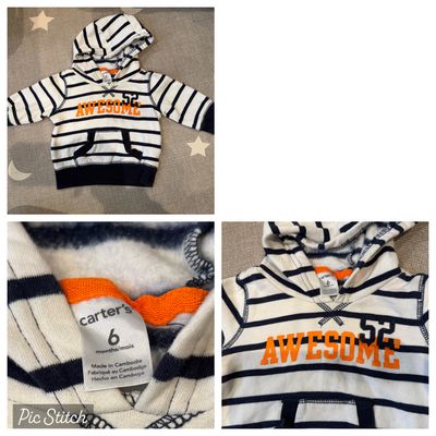 Carters long sleeve blue stripe sweatshirt 6 Months