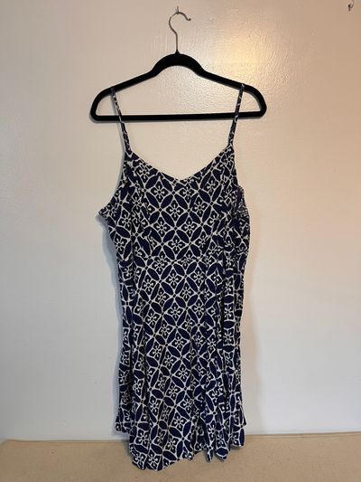 Old Navy Navy A-Line Dress w White Geometric Print Women's XXL 18