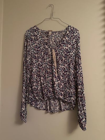 Mossimo 8-10 Purple/Blue Floral Flowy Top Women's - M