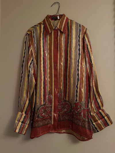 Massardi Multi Color Rust Gold Black Tunic Blouse Women's - S