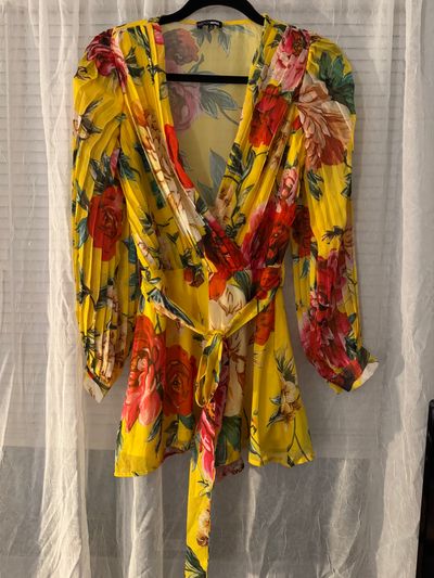 Fashion Nova Yellow Floral Dress Junior S - 3