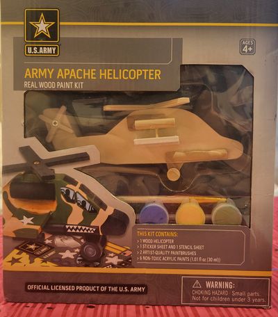 US ARMY NEW Army apache helicoper real wood paint kit 4yr+