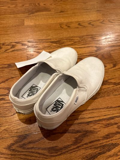 Vans White Slip on Sneakers 8 (Adult)