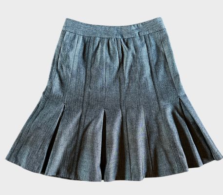 Loft  2P Grey herringbone pleated skirt Women's 2