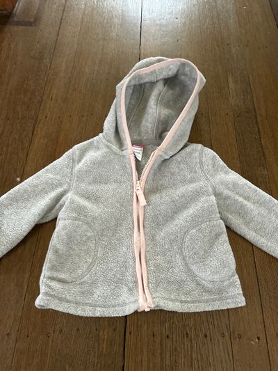 Carters Grey Fleece Zip Hopdie 12-18 Months