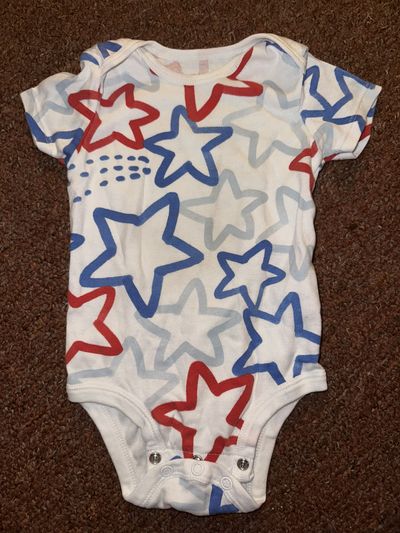 Carter's red and blue star short sleeve onesie 12 Months