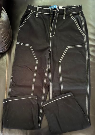 Old Navy Black & White Denim Carpenter Jeans 14-16