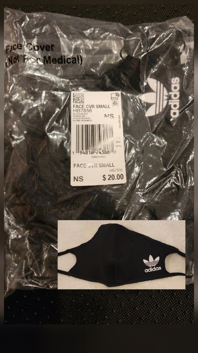 Adidas face cover size small NEW Set of 2 reusable face mask is made of a breathable