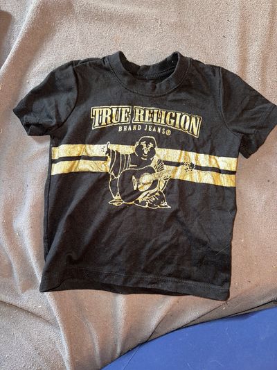 True Religion Black and gold short sleeve shirt 2T