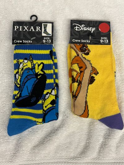 Brand New 2 Pair Mens or Womens Disney Pixar Socks Brand New 2 Pair Mens or Womens Disney Pixar Socks. Size 9-13. Men's - L