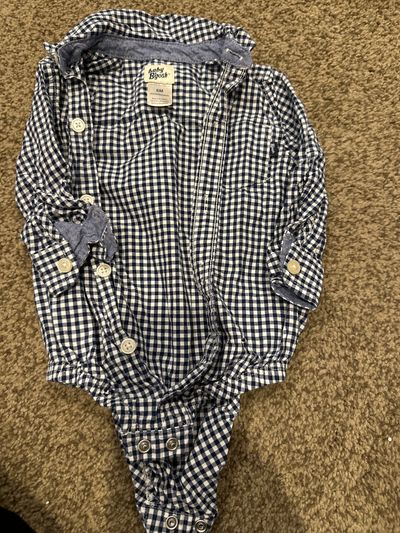 Baby bgosh flannel button up long sleeve top With snaps 6 Months
