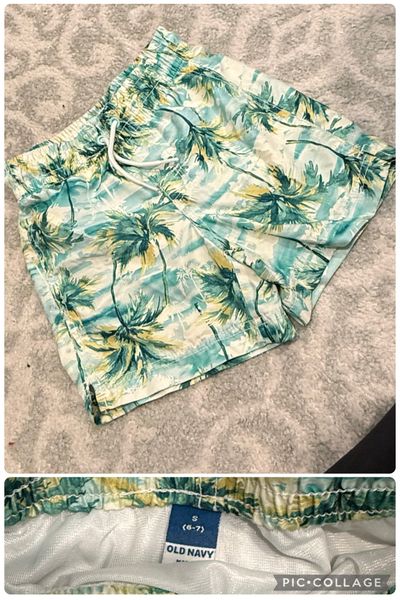 Old Navy Tropical print swim trunks- net lining, size S, 6-7 6T/6
