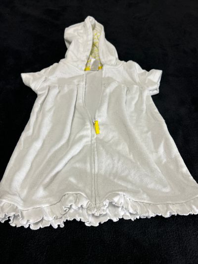Carters White hooded Terry cloth cover-up with yellow accents 9 Months