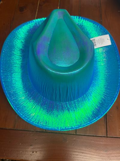 No size. Brand new with tags Blue shimmery, cowboy No size. Brand new with tags Blue shimmery, cowboy Hat Hat M 7 to 7-1/8in