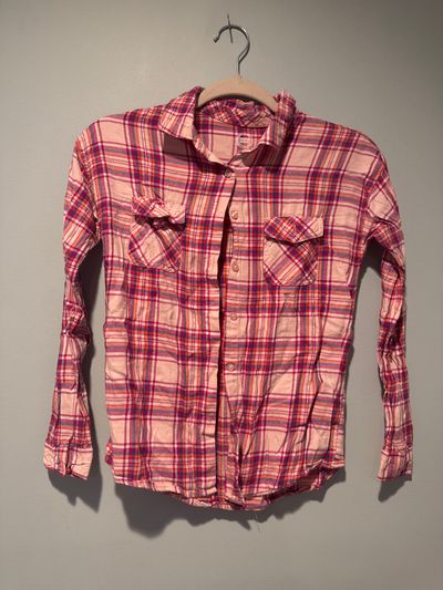 Wonder Nation L/S thermal pink, purple, orange plaid 10-12
