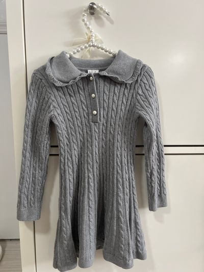 Janie and jack Like new grey beautiful dress , so unique 2T