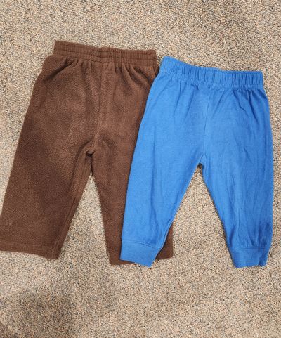 Little Rebels and Garanimals Brown fleece pants and blue cotton pants 0-3 Months