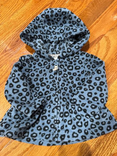 Carters Blue spotted fleece with hood 0-3 Months