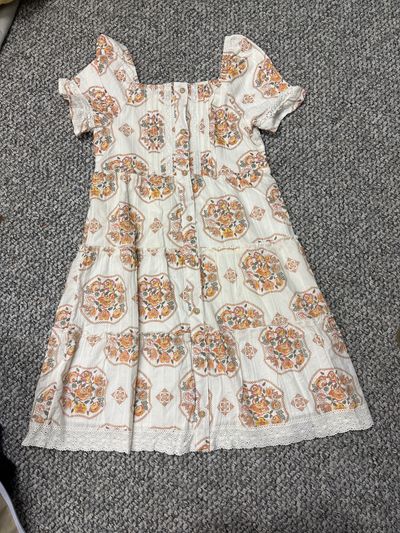 Levis Cream peach and orange short sleeve dress 10-12