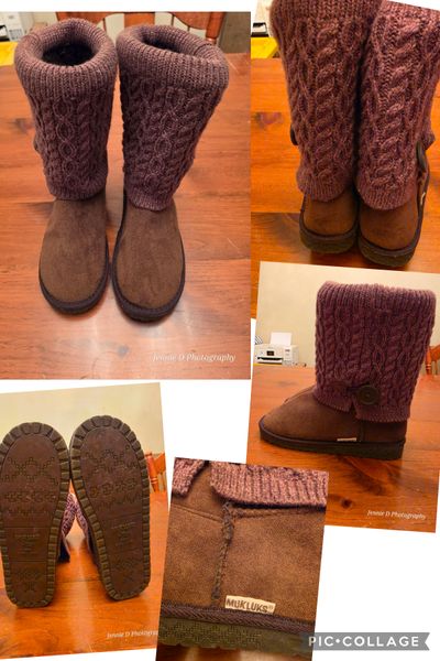 Muk Luk Brown cabled knit cuff boot size 8 8 (Adult)