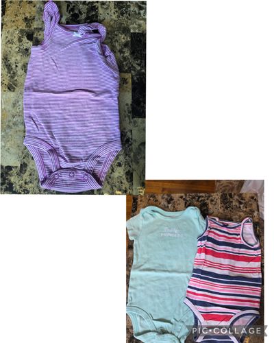 3 Carters short sleeved onesies  9 Months