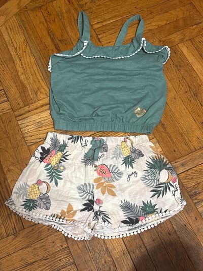 Juicy Hawaii print floral 2 pc shirt shorts Sz 7 7-8