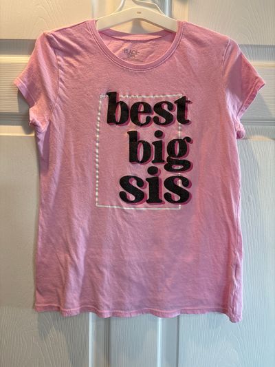 The Childrens Place Short sleeve pink Best Big Sis shirt size XXL/16 14-16