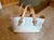 White and tan Burberry bag