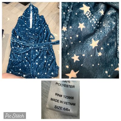 6 6x girl robe Blue robe with white stars 6T/6