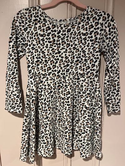 Children Place Cheetah Long Sleeve T Shirt Dress 5T