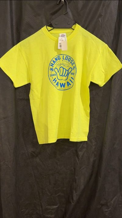 HANG LOOSE HAWAII - NEW CHILD SIZE -L NEON GREEN HANG LOOSE HAWAII LOGO BRAND NEW 7-8