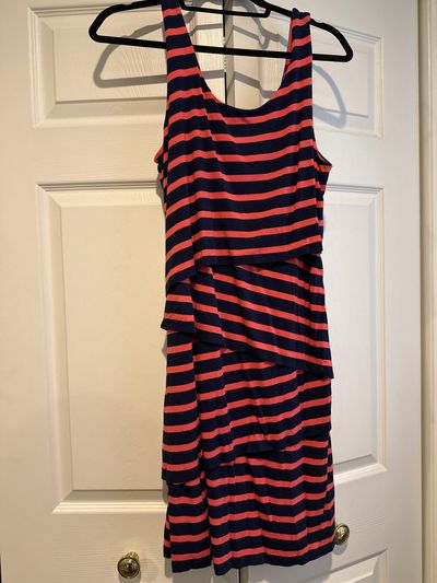 Loft pink and navy striped dress  Women's - M