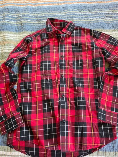The Children's Place Red/Black Check Button Down 14-16