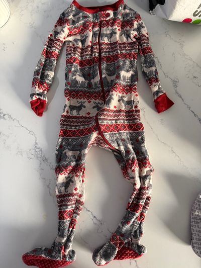 Children's place Deer winter theme footed pjs 18 Months