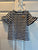 Carters Size 8 navy/white striped short sleeve shirt with ruffle sleeves 7-8