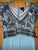 Adrianna Papell Gorgeous aqua beaded short sleeve gown with tulle boddes Women's 2