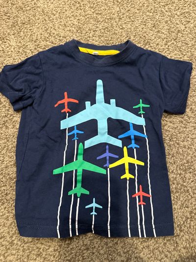 Airplane navy short sleeve top Size 90 2T
